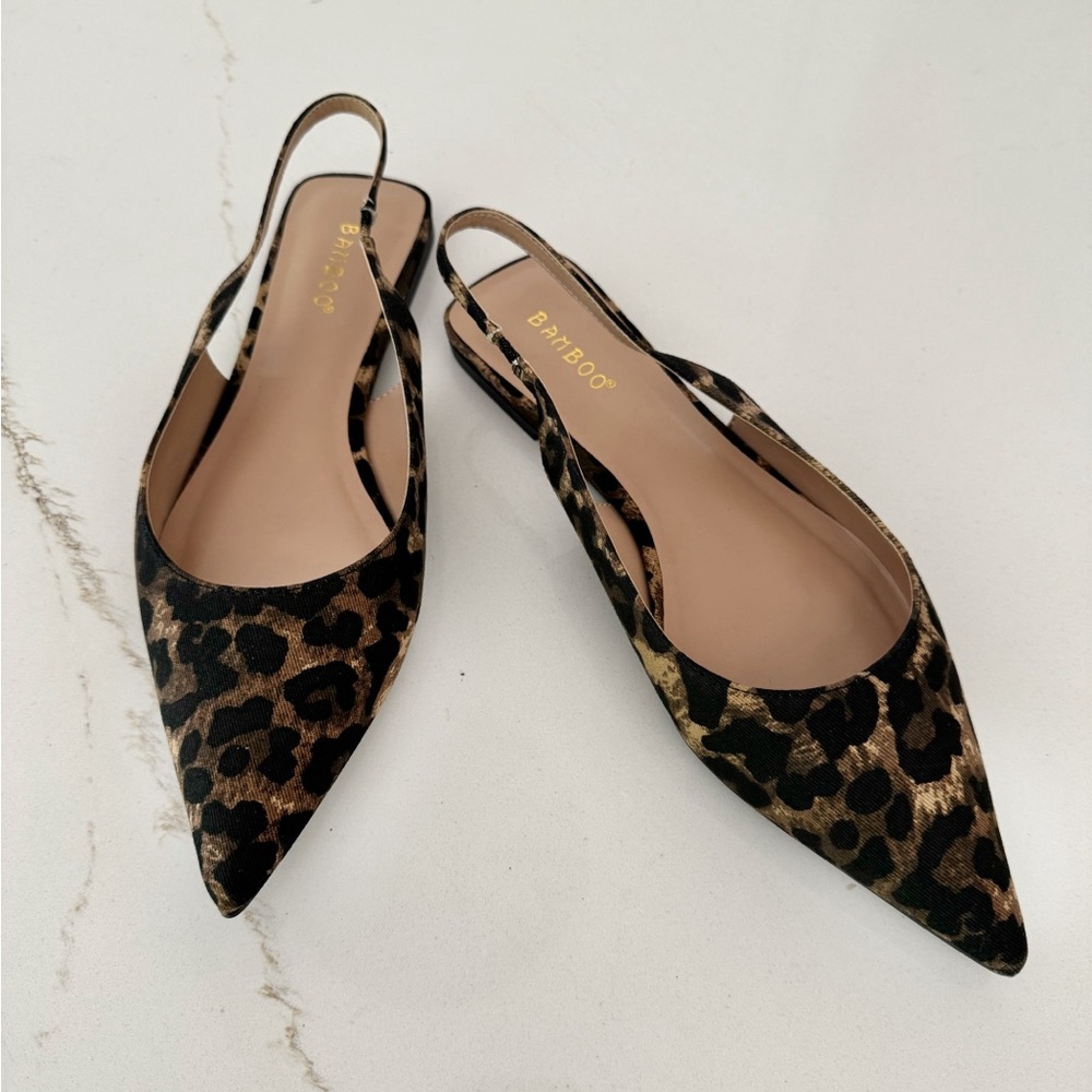 Leopard slingback flats